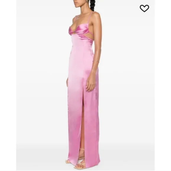 Nensi Dojaka Double Petal Satin Maxi Dress Pink Small - Picture 2 of 15